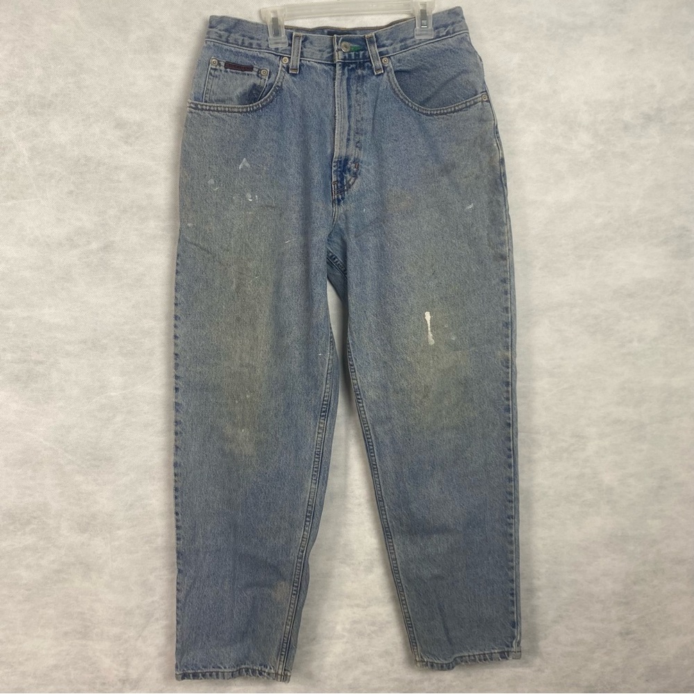 VTG Tommy Hilfiger Freedom Jeans Mens 31x30 Flag 90s Baggy Skater Stained